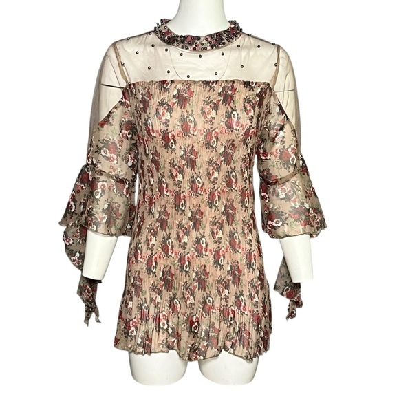 Pretty Angel Top Size XL Tunic Beaded Crinkled Victorian Romantic Festival Fairy - Picture 1 of 8